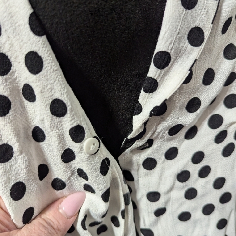 Zara TRF Viral Polka Dot Wrap Blouse with 3/4 Puff Sleeves - Picture 12 of 16